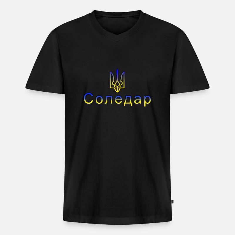 Soledar Ukraine - Männer Premium Bio T-Shirt mit V-Ausschnitt - Schwarz
