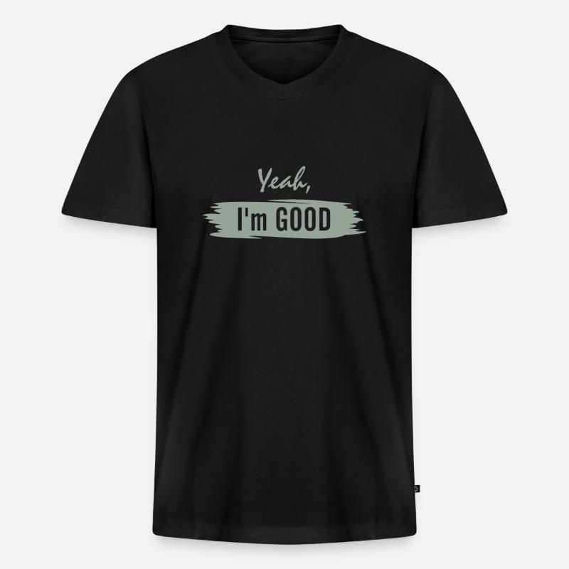 Ja, ich bin gut - Männer Premium Bio T-Shirt mit V-Ausschnitt - Schwarz