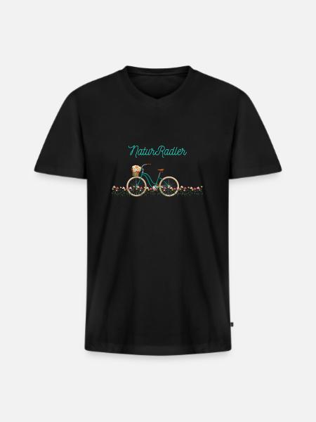NaturRadler - Männer Premium Bio T-Shirt mit V-Ausschnitt - Schwarz