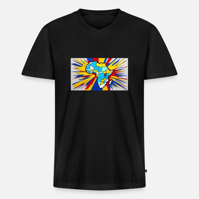 Farbe Afrikas - Männer Premium Bio T-Shirt mit V-Ausschnitt - Schwarz