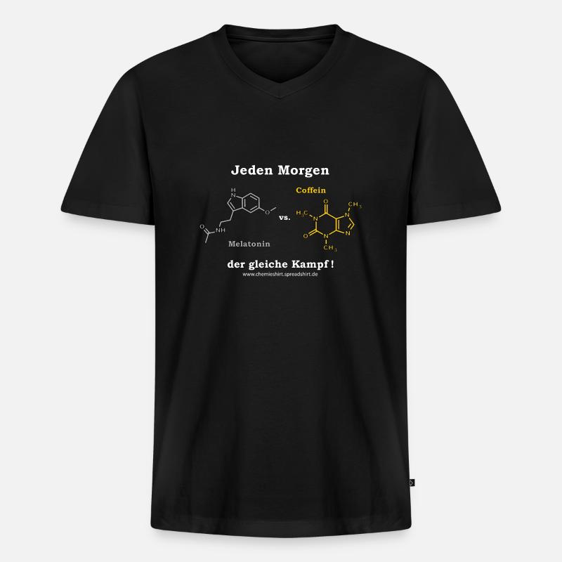 melatonin_vs_coffein_2_mp - Männer Premium Bio T-Shirt mit V-Ausschnitt - Schwarz