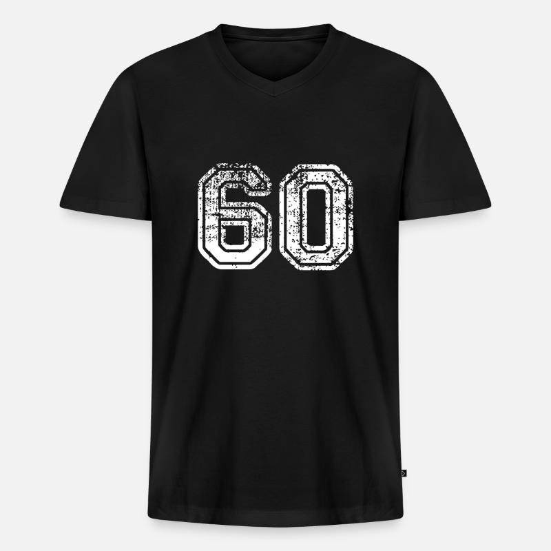 60 - Männer Premium Bio T-Shirt mit V-Ausschnitt - Schwarz