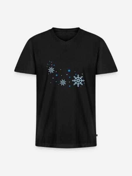 snow flakes - Men's Premium Organic T-shirt with V-neck - black