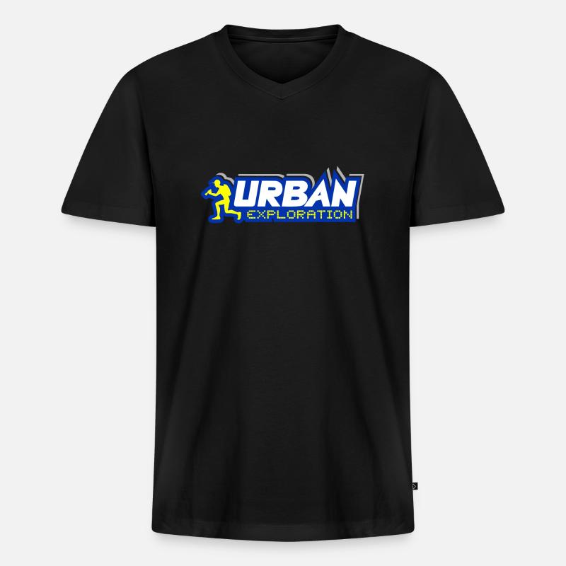 Urban Explorer Urbex - Männer Premium Bio T-Shirt mit V-Ausschnitt - Schwarz