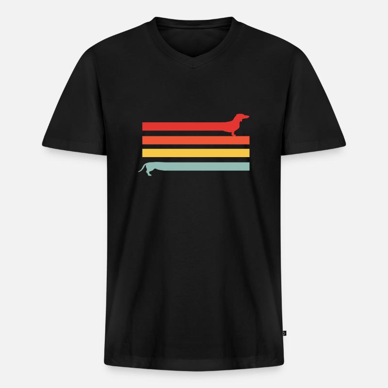 Dackel Teckel Dachshund Geschenke - Männer Premium Bio T-Shirt mit V-Ausschnitt - Schwarz