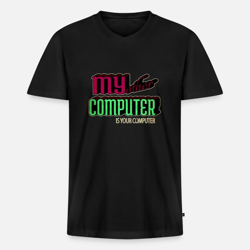 present hacking coding hacking computer - Männer Premium Bio T-Shirt mit V-Ausschnitt - Schwarz