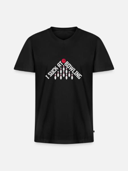 I suck at bowling - Men's Premium Organic T-shirt with V-neck - black