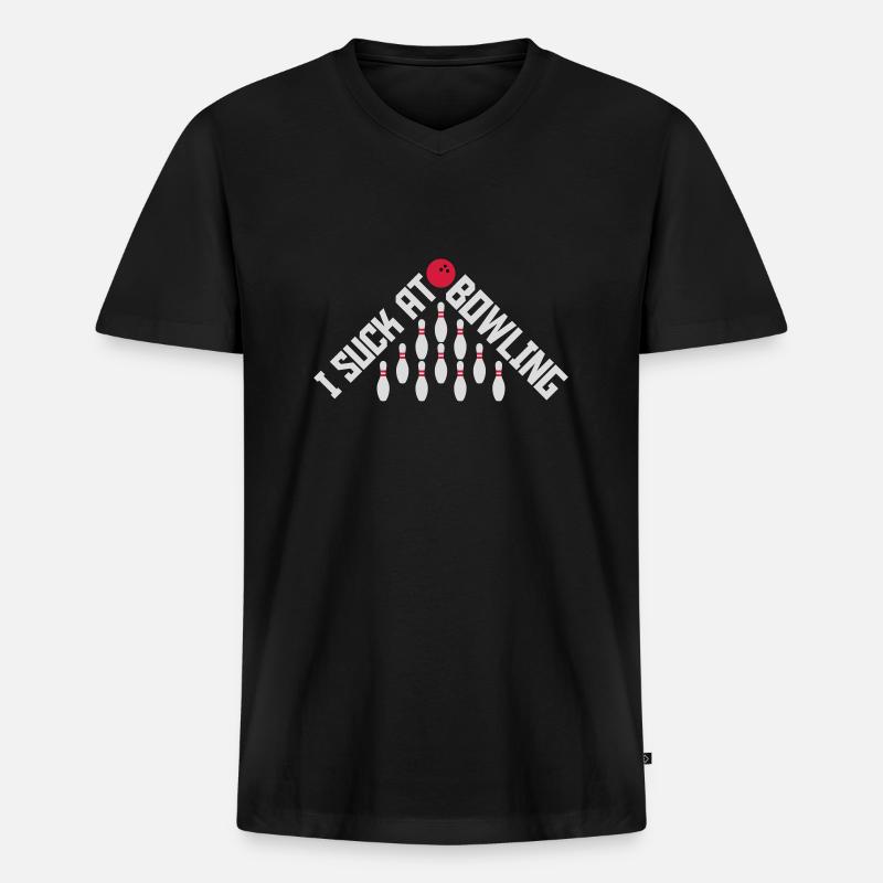 I suck at bowling - Männer Premium Bio T-Shirt mit V-Ausschnitt - Schwarz