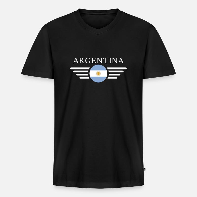 Argentinien Flagge - Männer Premium Bio T-Shirt mit V-Ausschnitt - Schwarz