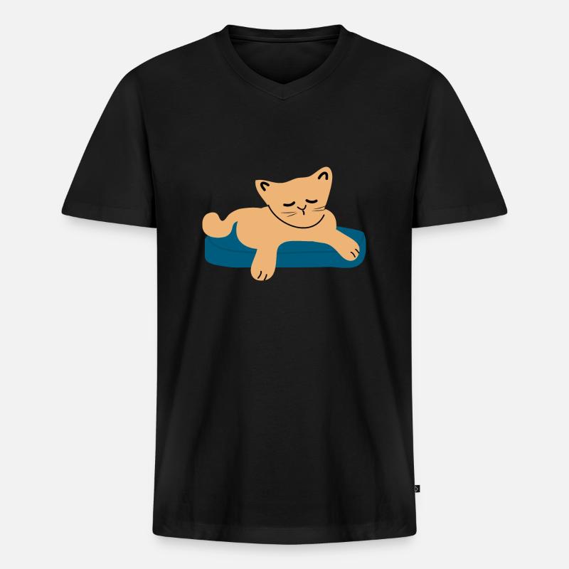 Schlafendes Baby Katze3 - Männer Premium Bio T-Shirt mit V-Ausschnitt - Schwarz