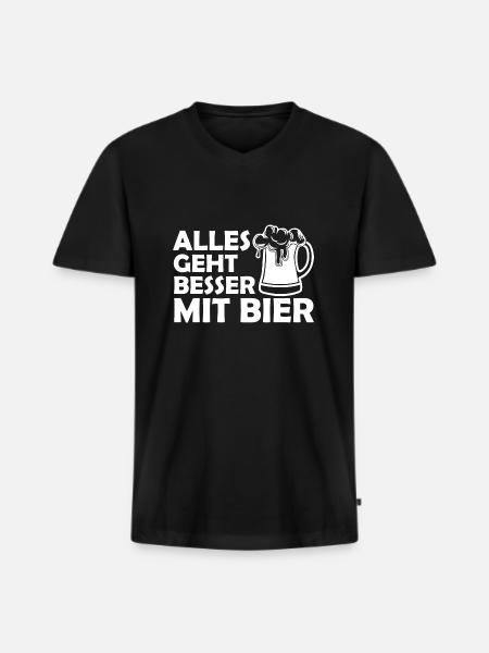 Bier Alkohol Party Getränk - Männer Premium Bio T-Shirt mit V-Ausschnitt - Schwarz