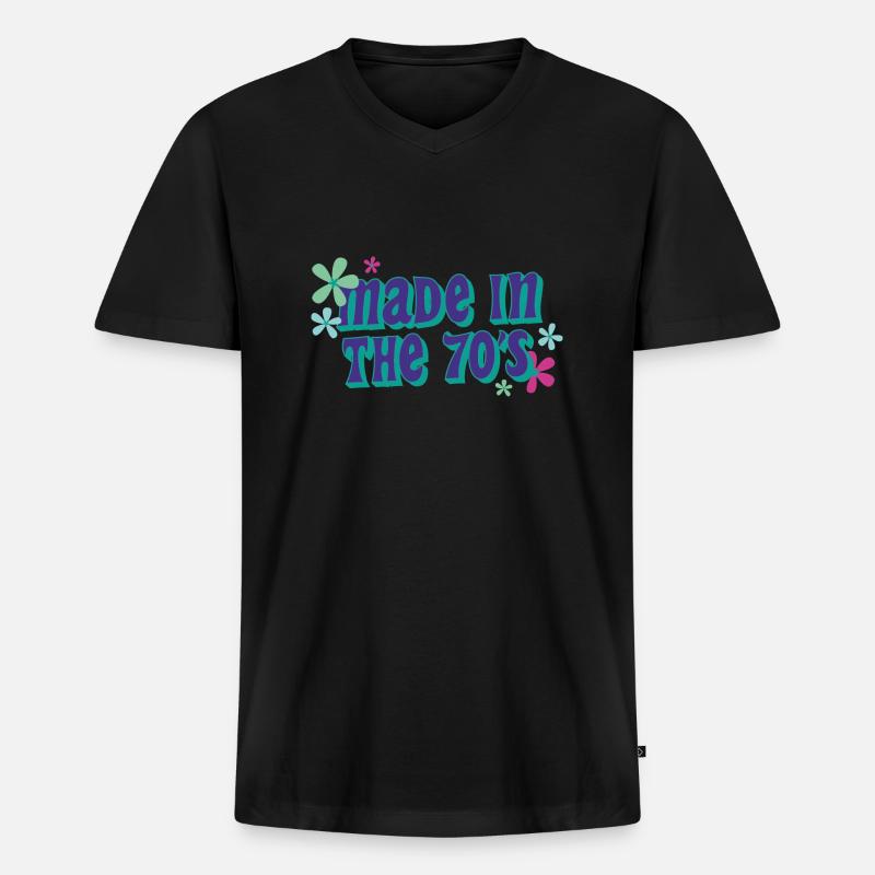 made in 70 s - Männer Premium Bio T-Shirt mit V-Ausschnitt - Schwarz