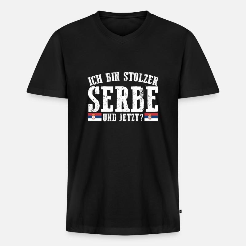 Serben Serbisch Serbien - Männer Premium Bio T-Shirt mit V-Ausschnitt - Schwarz