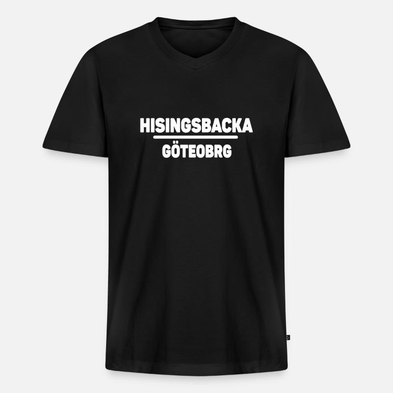Hisingbacka - Männer Premium Bio T-Shirt mit V-Ausschnitt - Schwarz