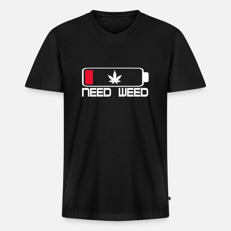 Need Weed - Männer Premium Bio T-Shirt mit V-Ausschnitt - Schwarz