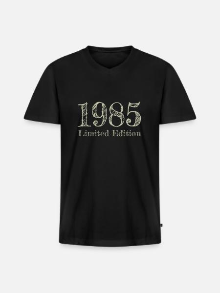 1985 - T-shirt encolure en V Premium bio Homme - noir