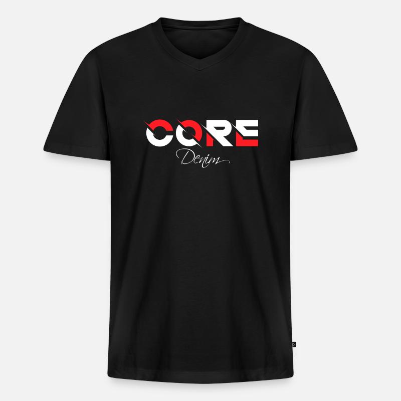 Core Denim Design Shirt Retro Version - Männer Premium Bio T-Shirt mit V-Ausschnitt - Schwarz