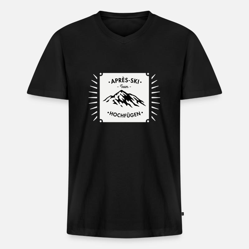 Après-Ski Hochfügen - Männer Premium Bio T-Shirt mit V-Ausschnitt - Schwarz