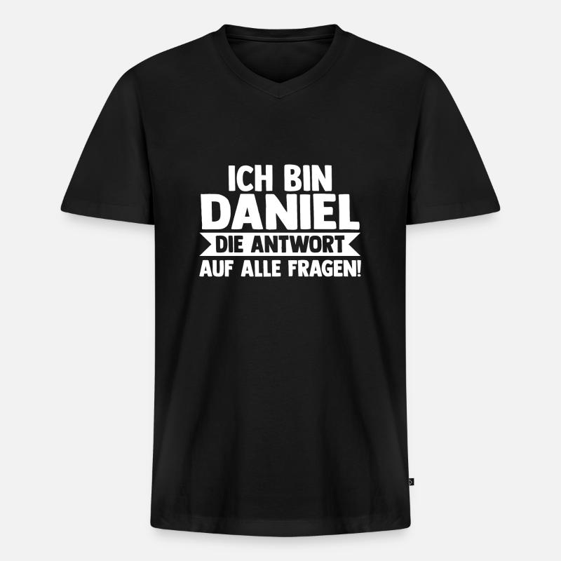 Vorname Daniel - Männer Premium Bio T-Shirt mit V-Ausschnitt - Schwarz