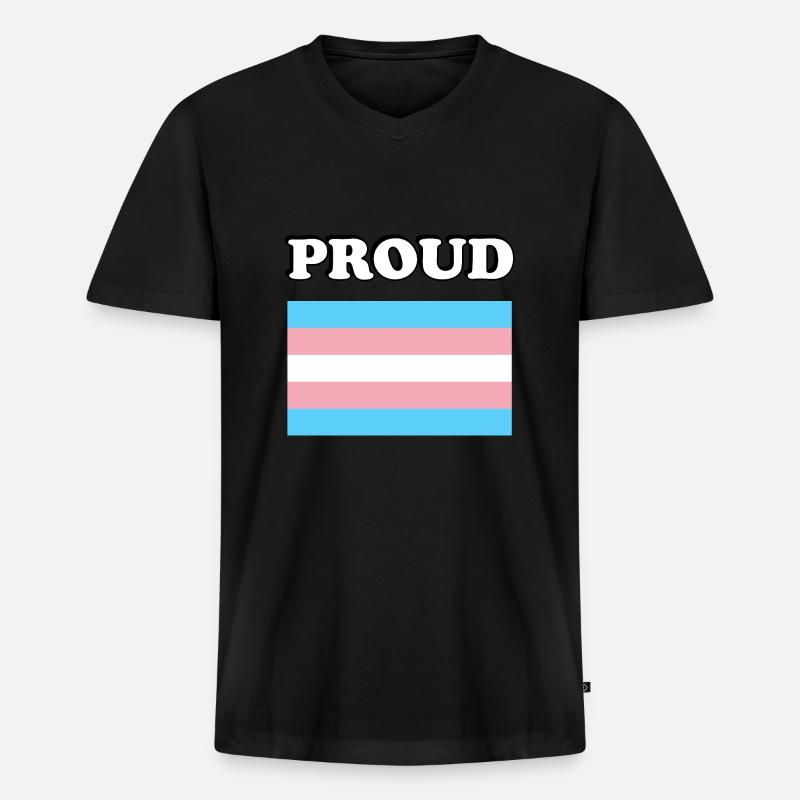 Trans Pride Transpride Flagge - Männer Premium Bio T-Shirt mit V-Ausschnitt - Schwarz