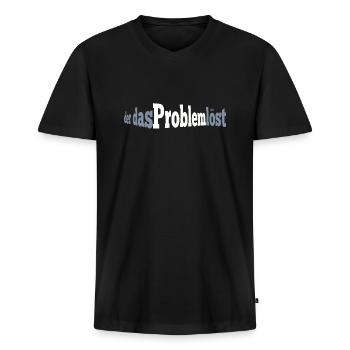 der das Problem löst - Männer Premium Bio T-Shirt mit V-Ausschnitt - Schwarz - Vorne - Nico (187cm)