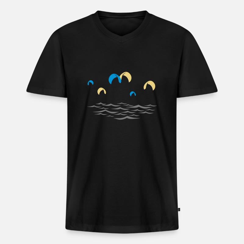 Kitesurfen - Männer Premium Bio T-Shirt mit V-Ausschnitt - Schwarz
