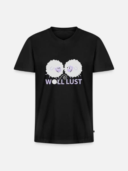 Woll Lust - Männer Premium Bio T-Shirt mit V-Ausschnitt - Schwarz