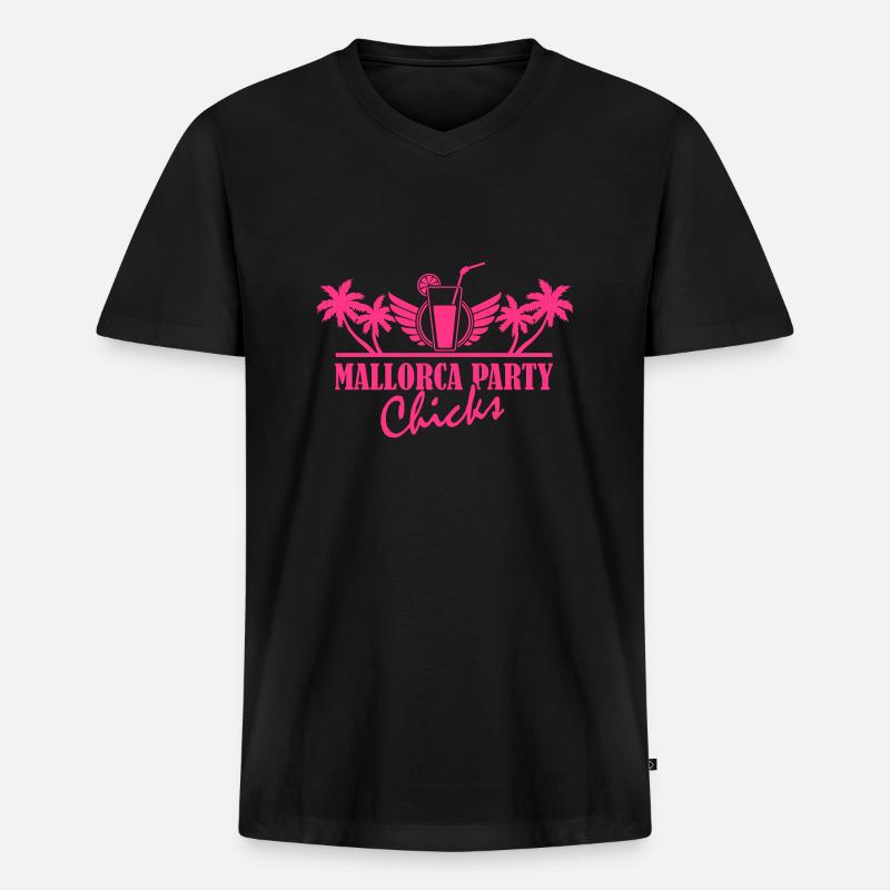 mallorca_party_chicks_01 - Männer Premium Bio T-Shirt mit V-Ausschnitt - Schwarz