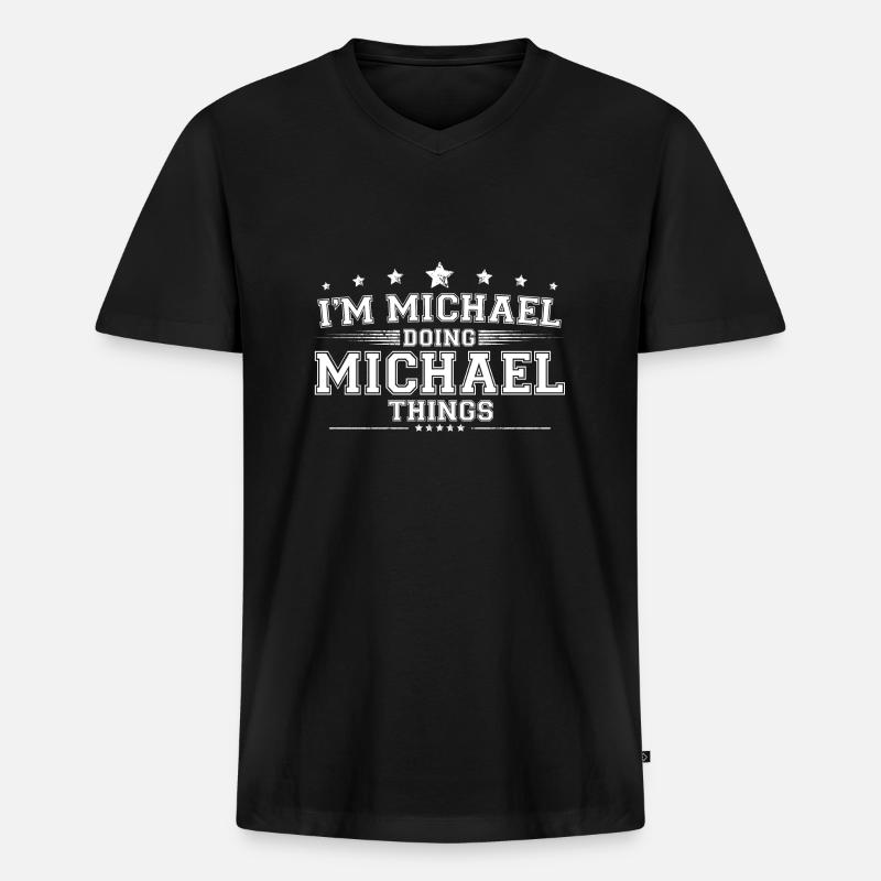Michael - Männer Premium Bio T-Shirt mit V-Ausschnitt - Schwarz