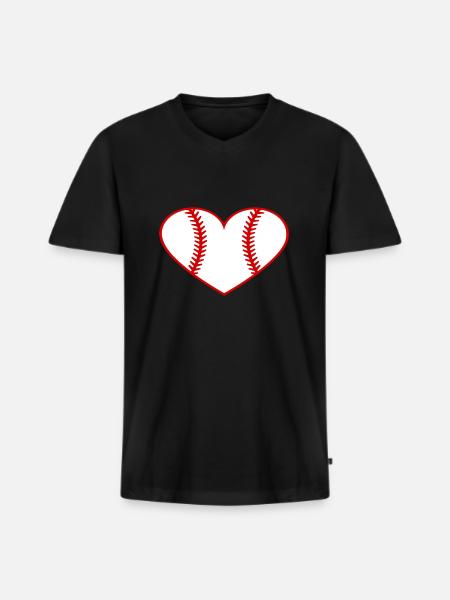 baseball heart - Men's Premium Organic T-shirt with V-neck - black