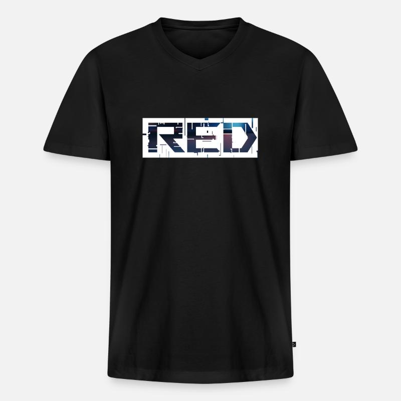 rot - Männer Premium Bio T-Shirt mit V-Ausschnitt - Schwarz