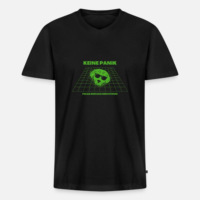 keine panik - Männer Premium Bio T-Shirt mit V-Ausschnitt - Schwarz