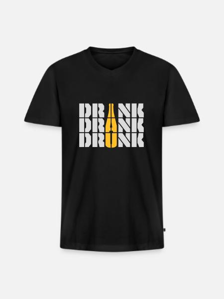 drink drank drunk Zitat - Männer Premium Bio T-Shirt mit V-Ausschnitt - Schwarz