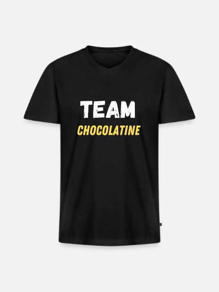 team chocolatine - T-shirt encolure en V Premium bio Homme - noir