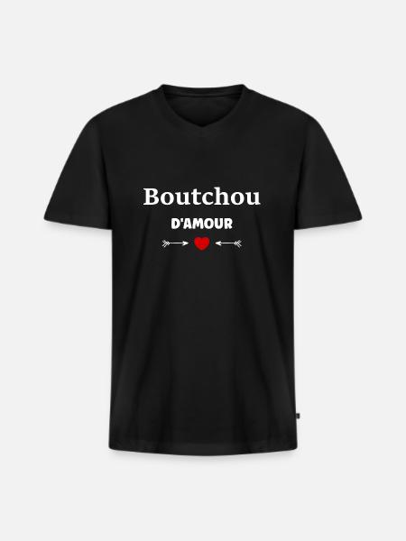 boutchou d'amour - T-shirt encolure en V Premium bio Homme - noir