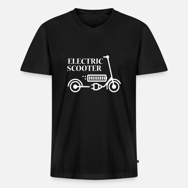 E-Scooter Roller - Männer Premium Bio T-Shirt mit V-Ausschnitt - Schwarz