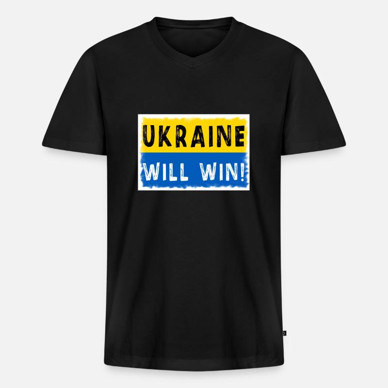 Ukraine will win - Männer Premium Bio T-Shirt mit V-Ausschnitt - Schwarz