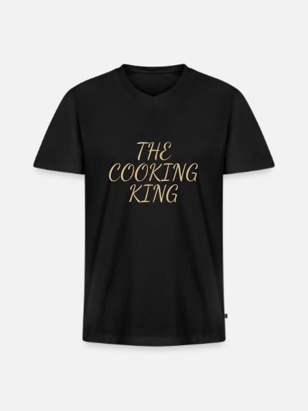 The Cooking King Design - Men's Premium Organic T-shirt with V-neck - black