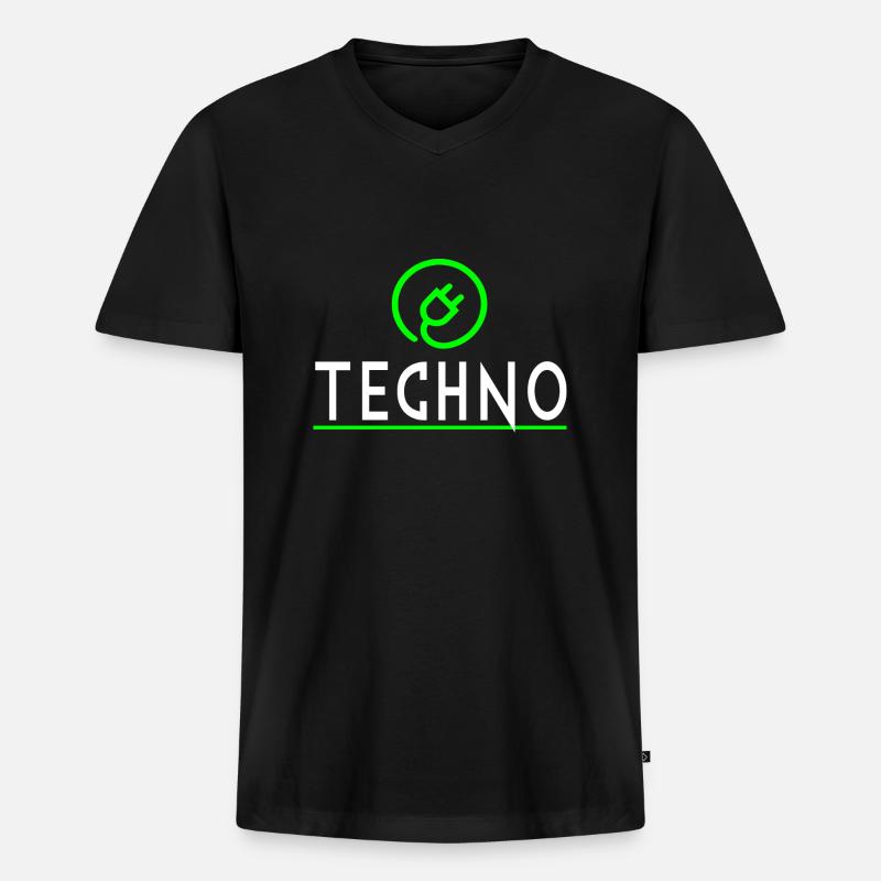 Techno - Männer Premium Bio T-Shirt mit V-Ausschnitt - Schwarz