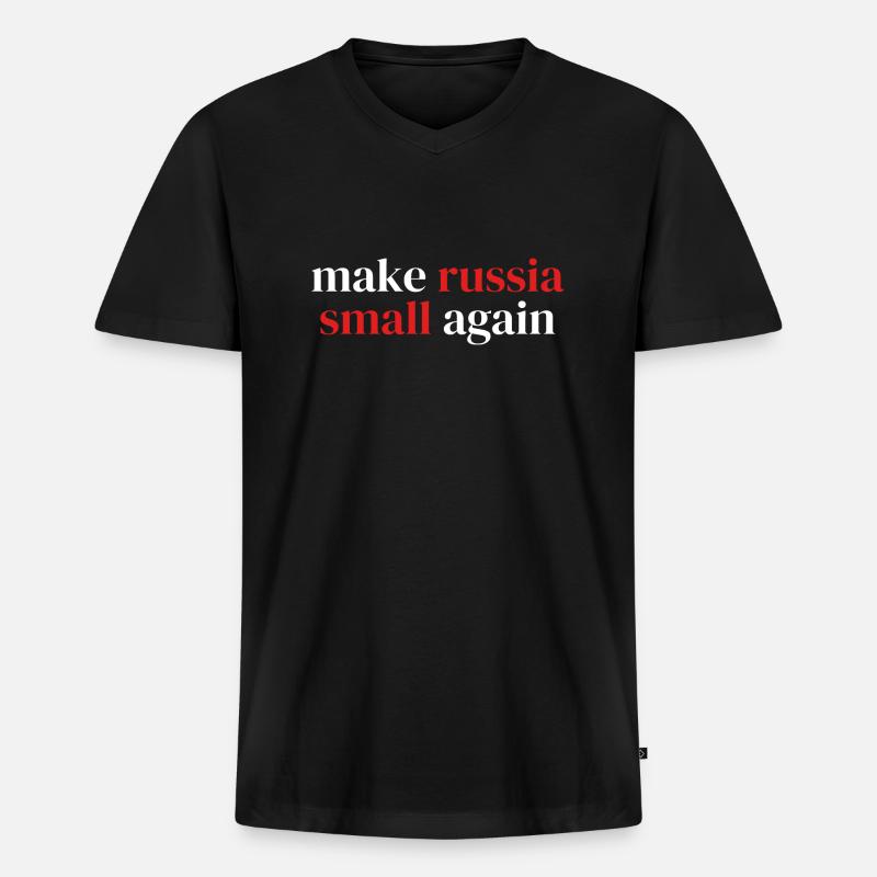 make russia small again - Männer Premium Bio T-Shirt mit V-Ausschnitt - Schwarz