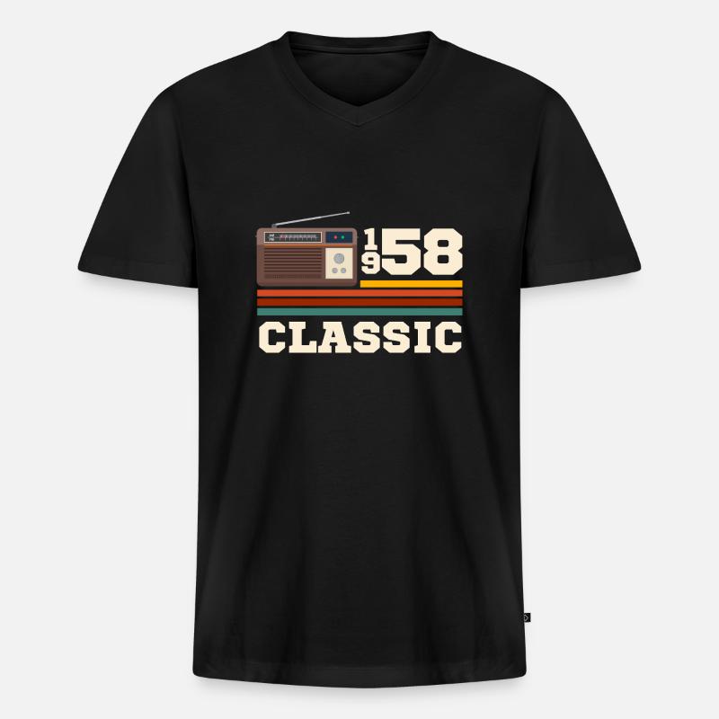 Jubiläum 1958 Retro-Klassiker - Männer Premium Bio T-Shirt mit V-Ausschnitt - Schwarz