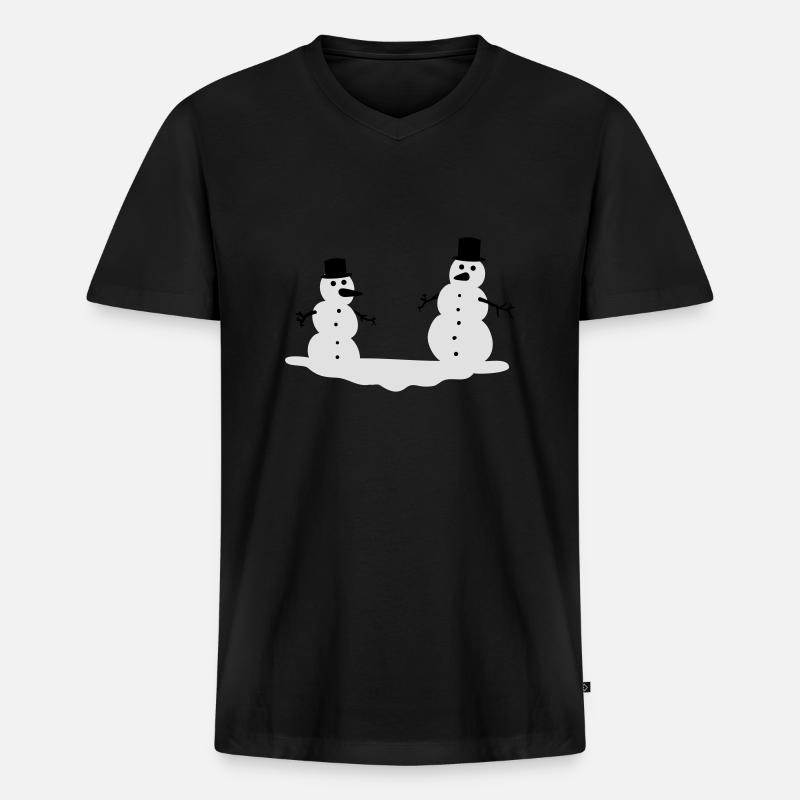 Schneemänner - Männer Premium Bio T-Shirt mit V-Ausschnitt - Schwarz