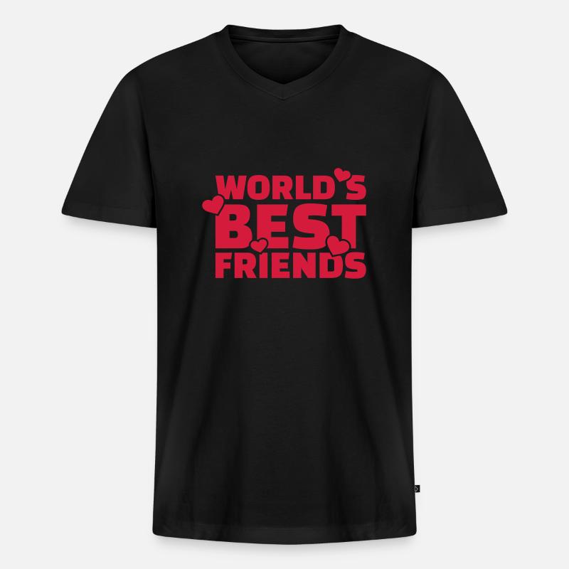 Freunde - Männer Premium Bio T-Shirt mit V-Ausschnitt - Schwarz