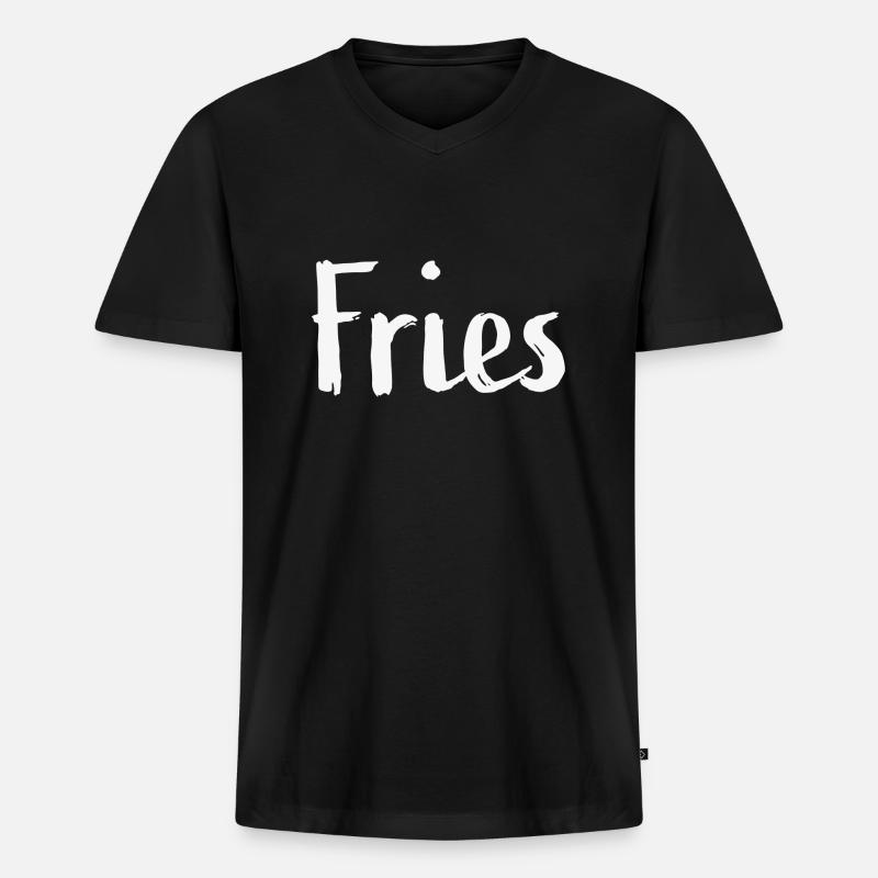 Fries - Männer Premium Bio T-Shirt mit V-Ausschnitt - Schwarz