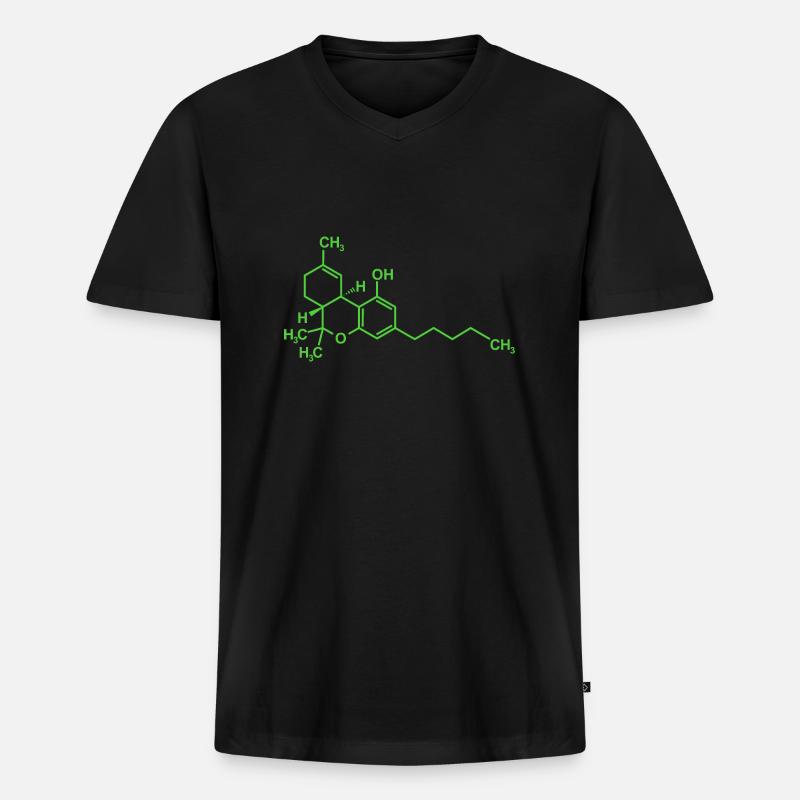 Tetrahydrocannabinol THC Molekül - Männer Premium Bio T-Shirt mit V-Ausschnitt - Schwarz