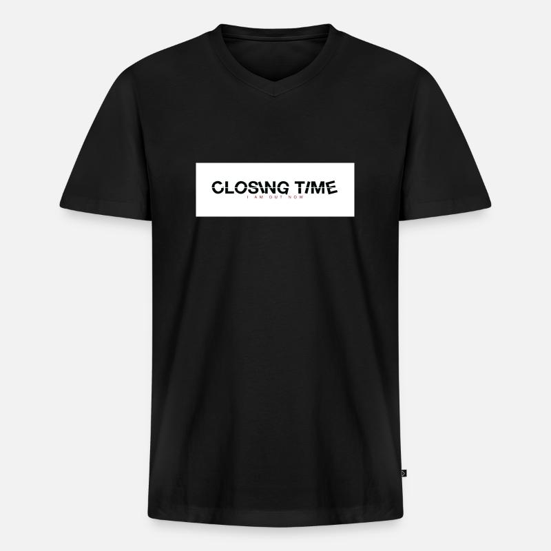 closing time - Männer Premium Bio T-Shirt mit V-Ausschnitt - Schwarz