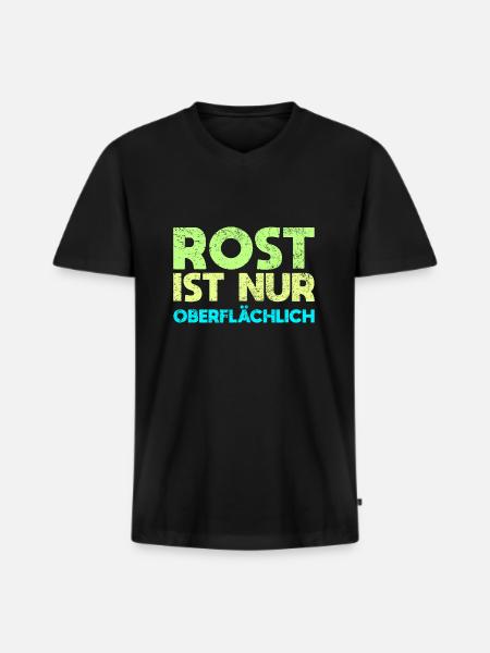 Rost Ist Nur Oberflächlich - Männer Premium Bio T-Shirt mit V-Ausschnitt - Schwarz