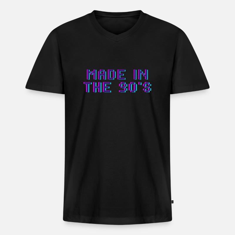 Made in the 90's - Männer Premium Bio T-Shirt mit V-Ausschnitt - Schwarz