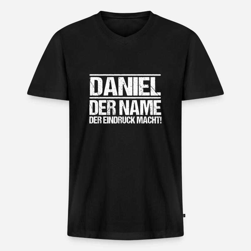 Vorname Daniel - Männer Premium Bio T-Shirt mit V-Ausschnitt - Schwarz