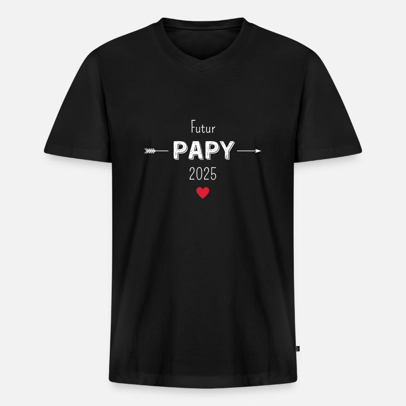 Zukunft Opa 2025 - Männer Premium Bio T-Shirt mit V-Ausschnitt - Schwarz